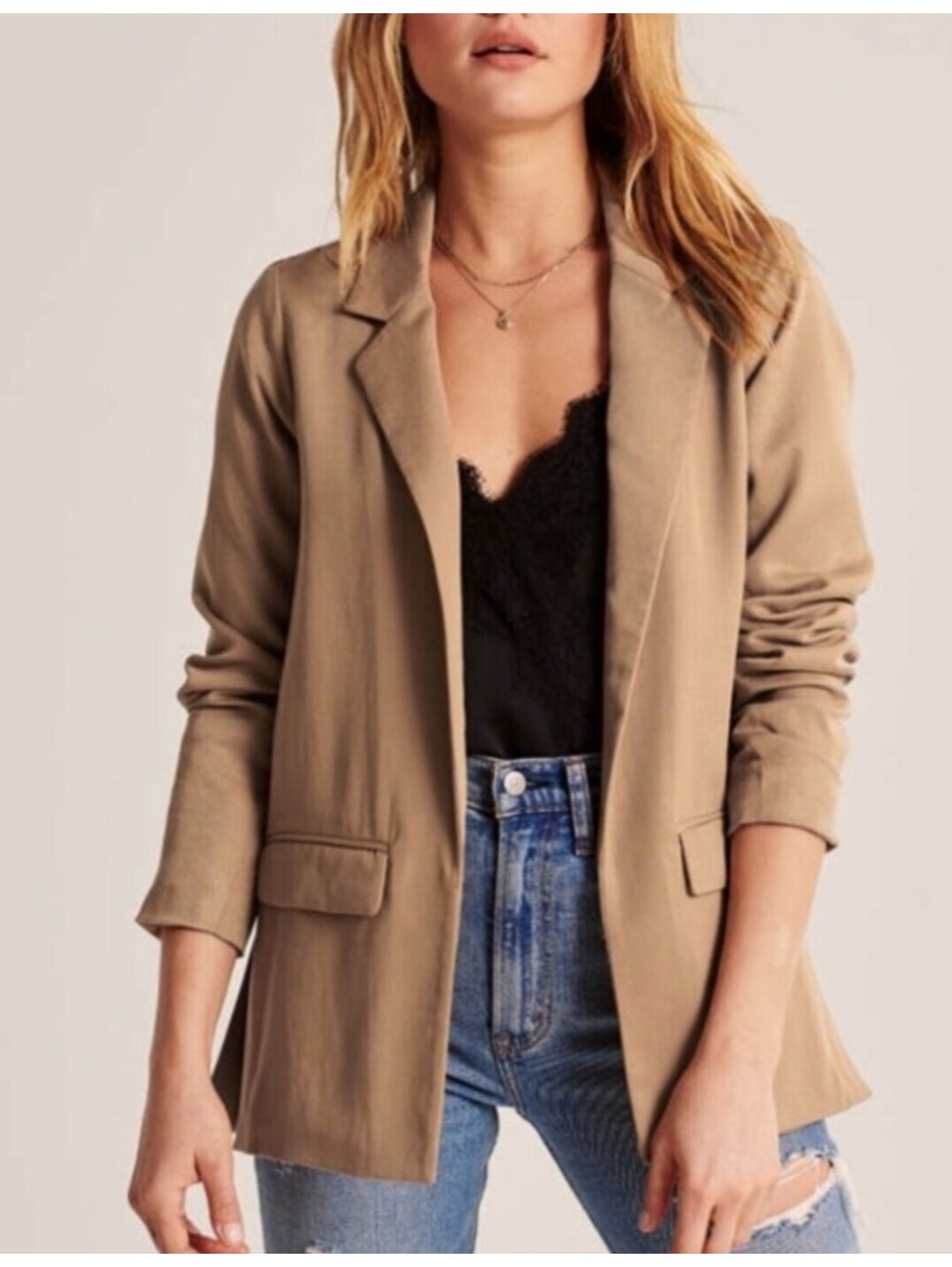ABERCROMBIE brown linen blazer sz L